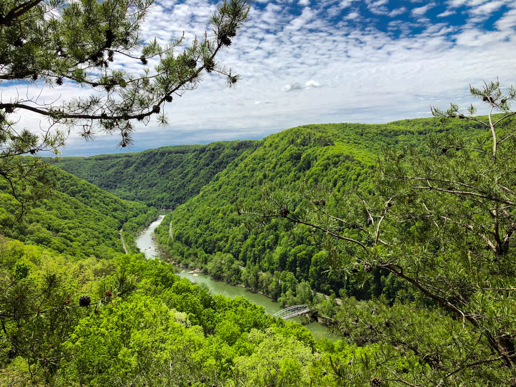 Panoramic view at the Long Point Trail at New River Gorge National Park and Preserve