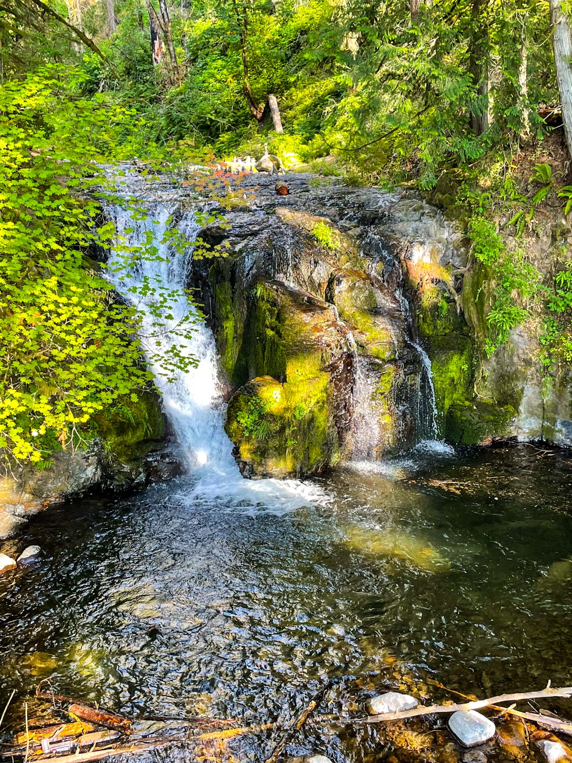 Small waterfall in a stream at Multnomah Falls