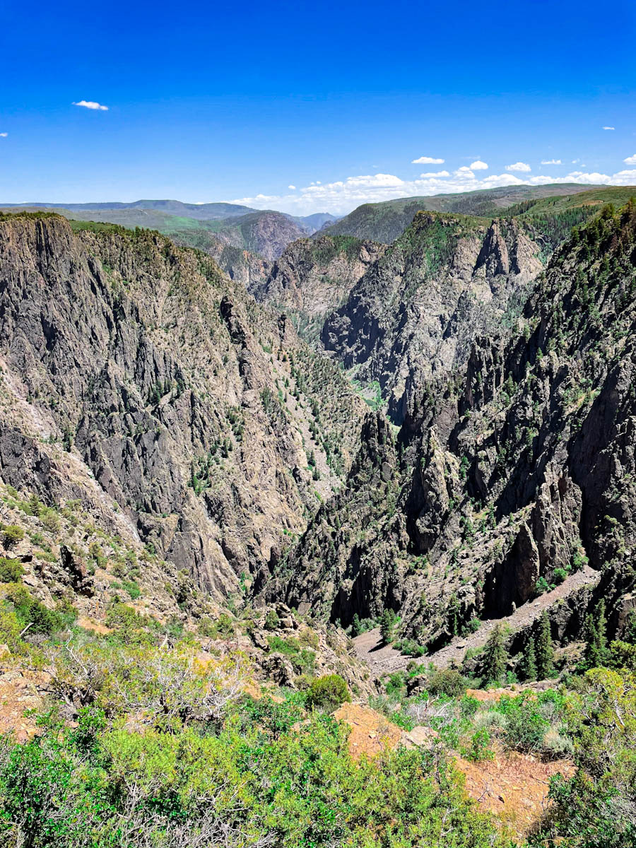 Looking down the valley of Black Canyon of the Gunnison National Park